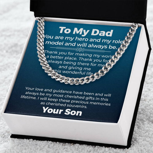 You Are My Hero- Cuban Necklace Gift For Father, Birthday Gift, Father's Day Gift