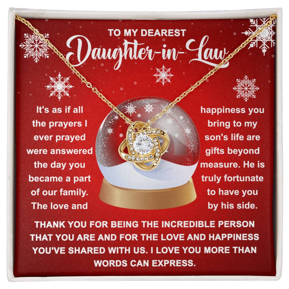 To My Dearest Daughter -In- Law -Love Knot Pendant Necklace