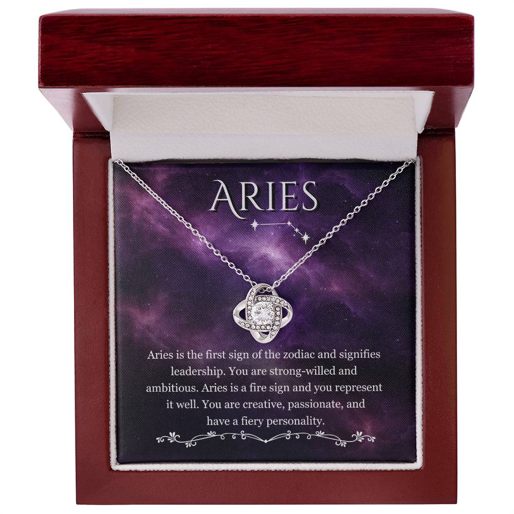 Aries- Zodiac Pendant Necklace - Love Knot Necklace