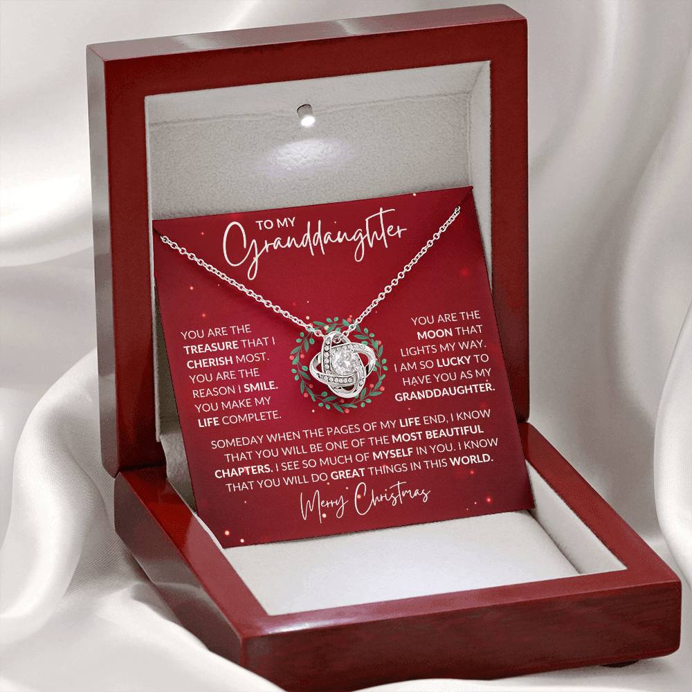 To My Granddaughter- Christmas Present- Love Knot Pendant Necklace