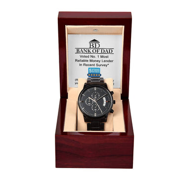 Black Chronograph Watch, Gift for Bonus Dad, Gift For Bonus Father, Gift For Birthday, Father's Day Gift