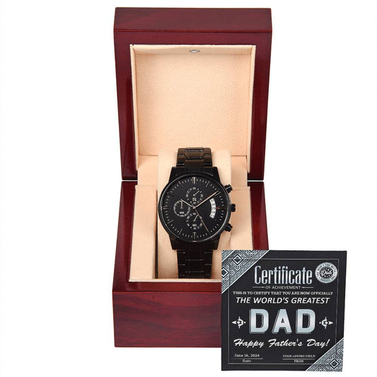 Black Chronograph Watch Gift for Dad, Gift for Father, Father's Day Gift