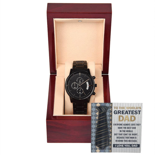 Black Chronograph Watch Gift For Dad. Gift for Father, Birthday Gift, Father's Day Gift