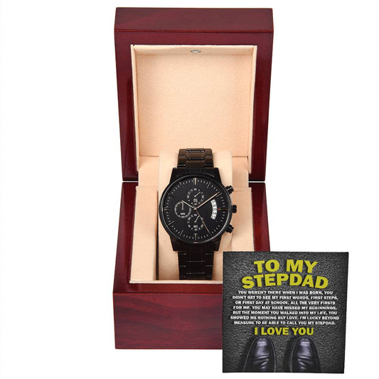 Black Chronograph Watch, Gift For Stepdad, Gift for Step Father, Birthday Gift