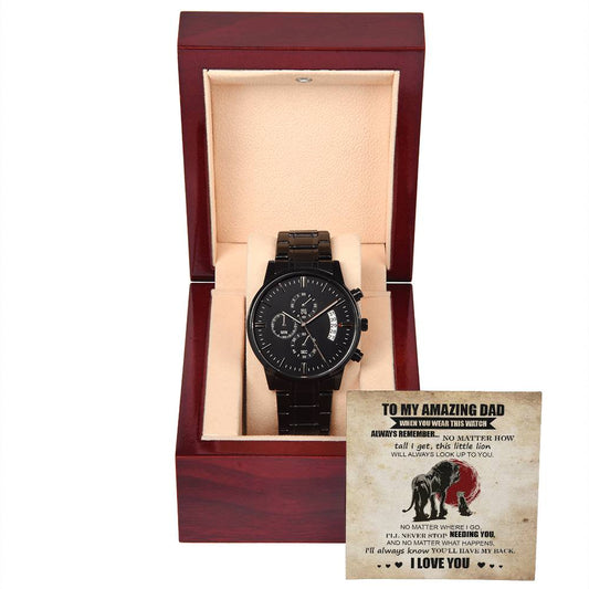 Black Chronograph Watch Gift for Dad, Gift For Father, Birthday Gift, Father's Day Gift