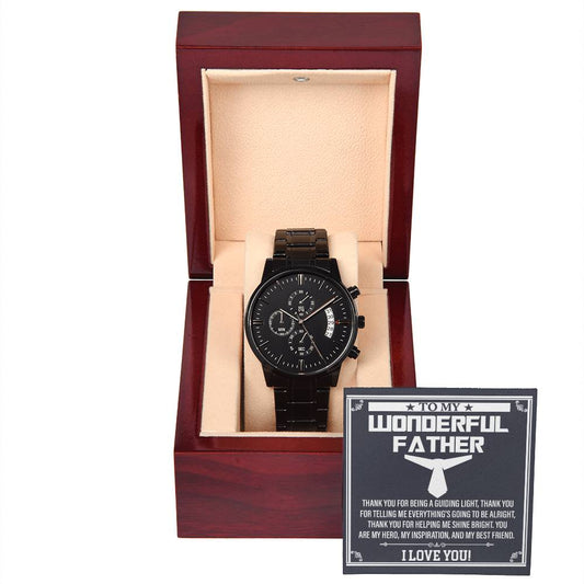 Black Chronograph Watch Gift for Father, Gift For Dad, Birthday Gift, Father's Day Gift