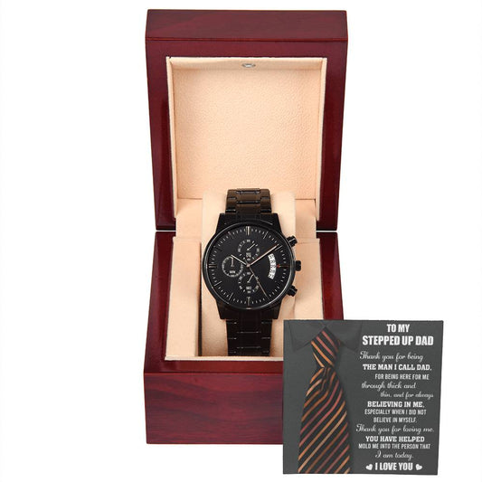 Black Chronograph Watch  Gift for Stepped Up Dad, Birthday Gift, Father's Day Gift