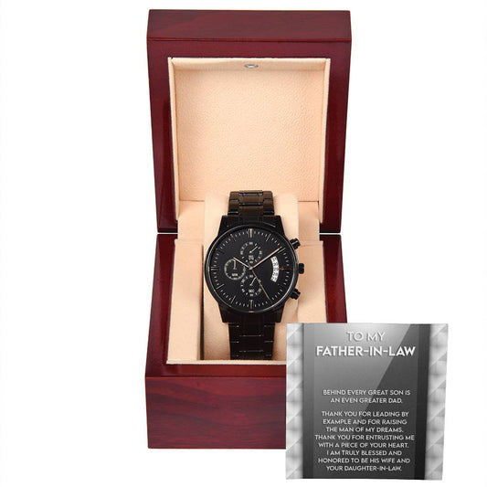 Black Chronograph Watch gift for Father In Law , Gift For Father's Day,