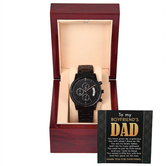 Black Chronograph Watch Gift For Boyfriend's  Dad, Gift for Boyfriend's Father, Birthday , Father's Day Gift