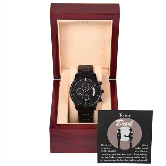 Black Chronograph Watch, Gift For Dad, Gift For Father, Birthday Gift, Father's Day Gift