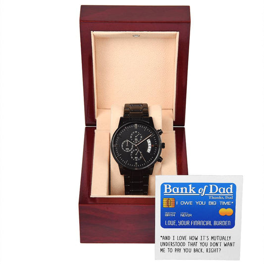 Black Chronograph Watch, Gift for Dad, Gift For  Father, Gift For Birthday, Father's Day Gift