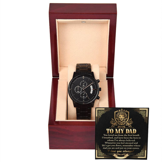 Black Chronograph Watch  gift for Dad, Gift  for Father, Birthday Gift, Father's Day Gift