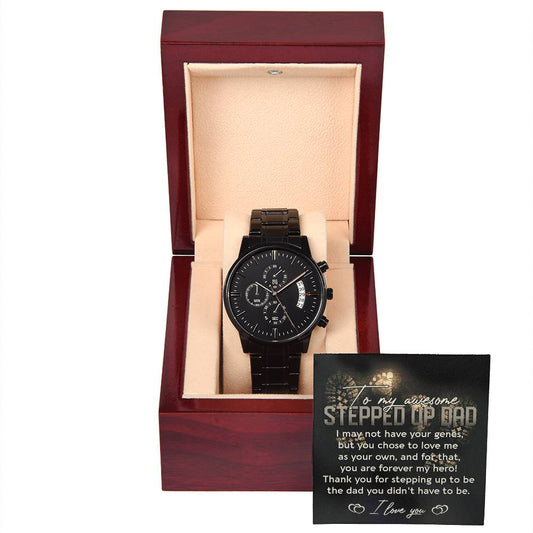 Black Chronograph Watch  Gift For Step Dad, Birthday Gift, Father's Day Gift