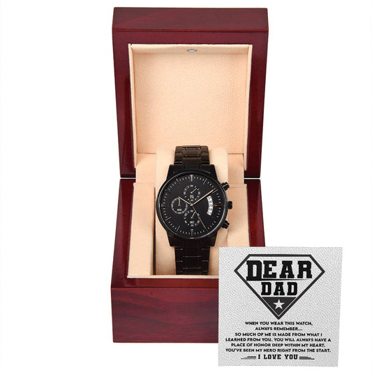 Black Chronograph Watch Gift For Dad, Gift for Father, Birthday , Father's Day Gift