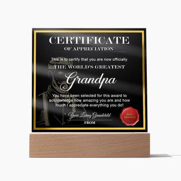 Printed Square Acrylic Plaque  Gift For Grandpa, Gift for Grandfather, Birthday Gift