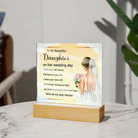 I Wish You Both A Happy Marriage-  Acrylic Square Plaque- Wedding Gift  To Daughter