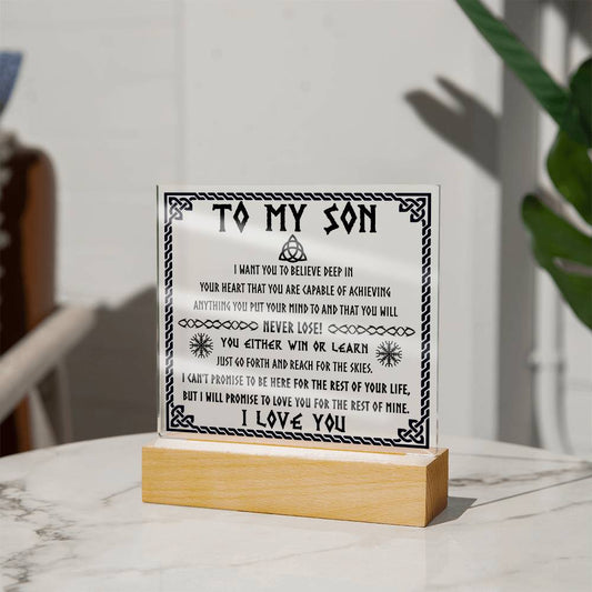 Never Lose! You  Either Win Or Learn- Gift for Son- Acrylic Square Plaque