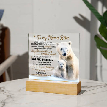 Eternal Love: A Heartfelt Message from Baby Bear- Acrylic  Square Plaque, Gift for mom, Gift for Mother