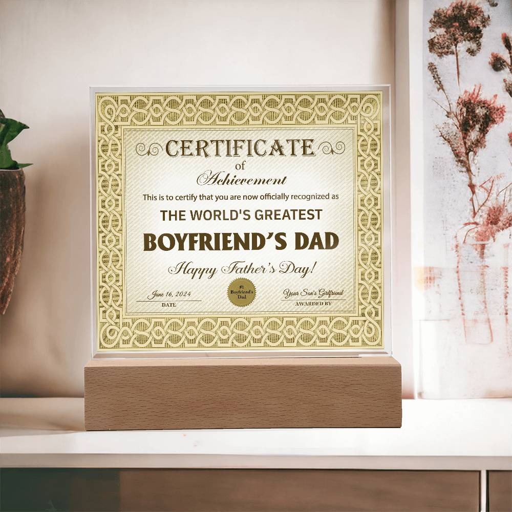 Square Acrylic Plaque, Gift for Boyfriend's Dad, Father's Day Gift