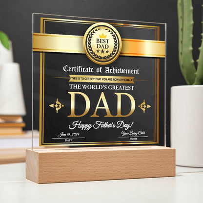 Square Acrylic Plaque Gift for Father, Gift for Dad, Father's Day Gift