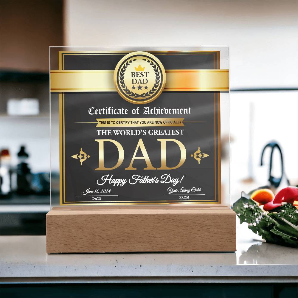 Square Acrylic Plaque Gift for Father, Gift for Dad, Father's Day Gift