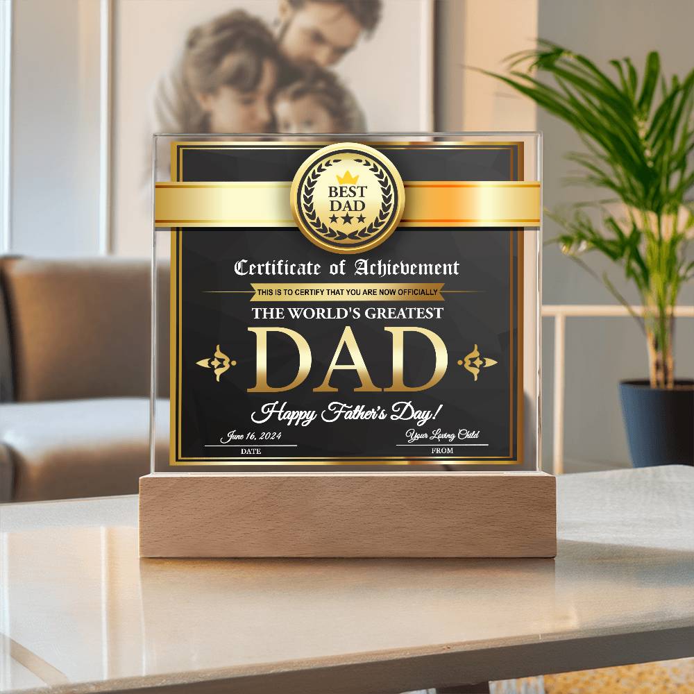 Square Acrylic Plaque Gift for Father, Gift for Dad, Father's Day Gift