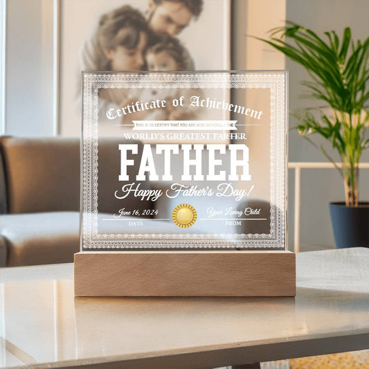 Printed Square Acrylic Plaque Gift for Father, Gift for Dad, Father's Day Gift