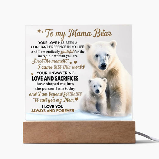 Eternal Love: A Heartfelt Message from Baby Bear- Acrylic  Square Plaque, Gift for mom, Gift for Mother