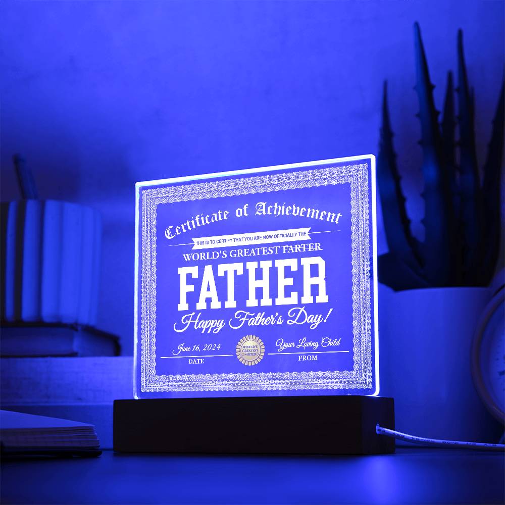 Printed Square Acrylic Plaque Gift for Father, Gift for Dad, Father's Day Gift