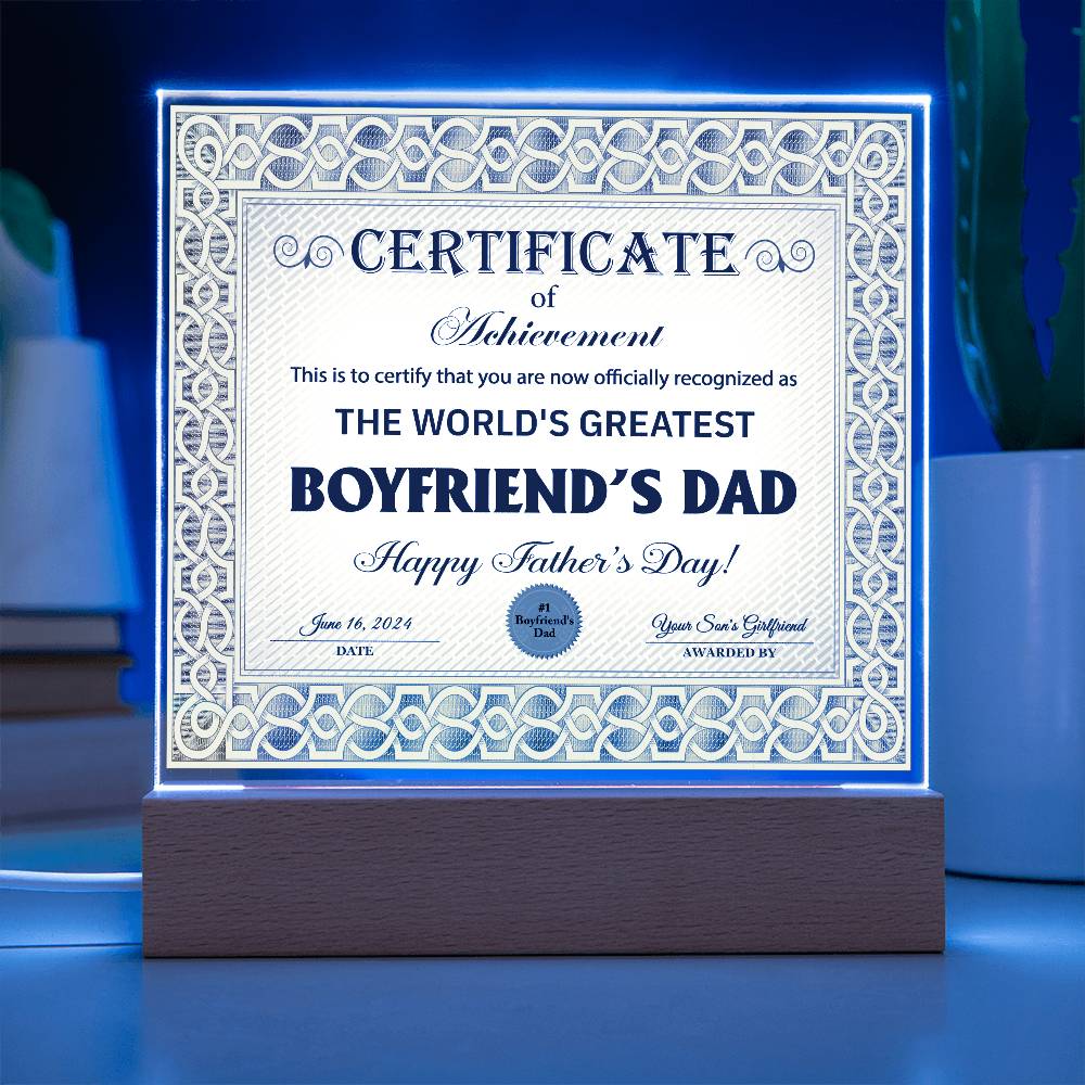 Square Acrylic Plaque, Gift for Boyfriend's Dad, Father's Day Gift