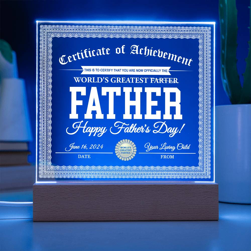 Printed Square Acrylic Plaque Gift for Father, Gift for Dad, Father's Day Gift