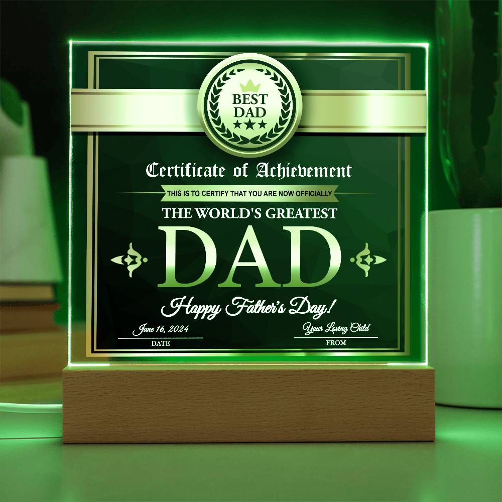 Square Acrylic Plaque Gift for Father, Gift for Dad, Father's Day Gift