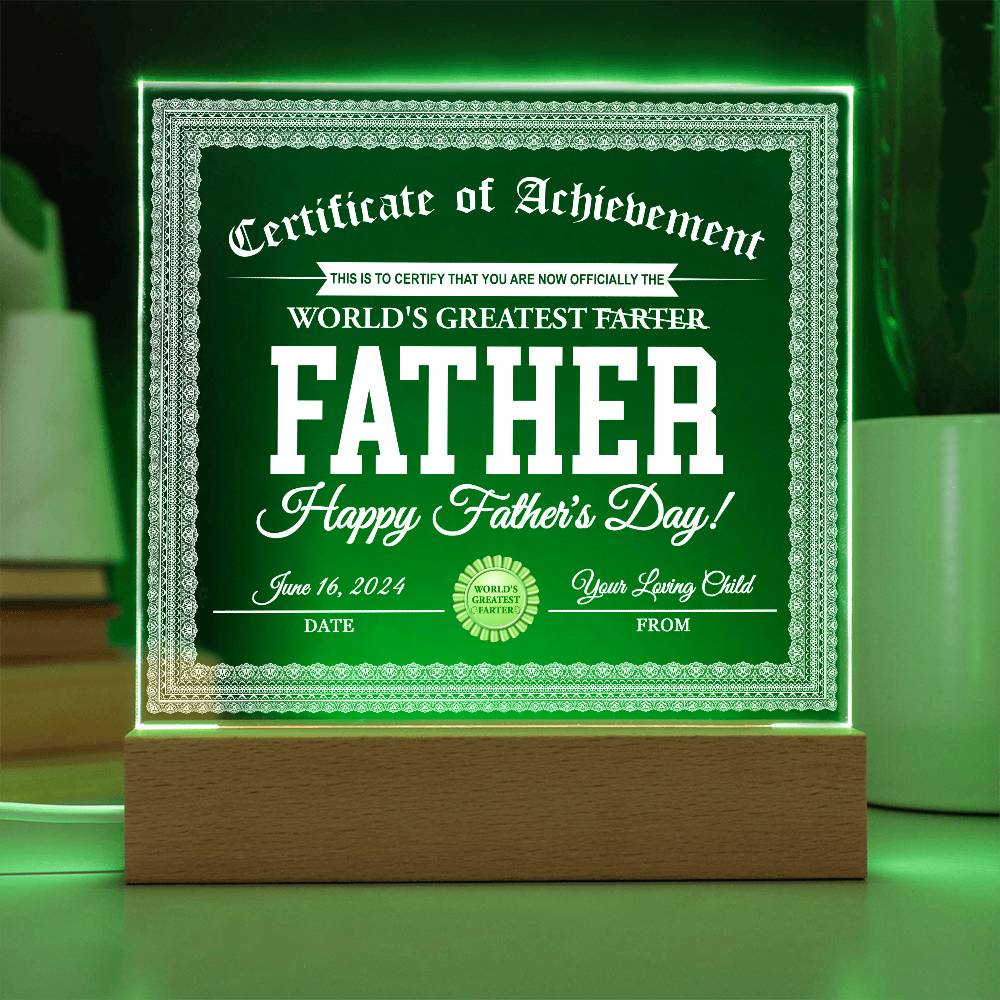 Printed Square Acrylic Plaque Gift for Father, Gift for Dad, Father's Day Gift