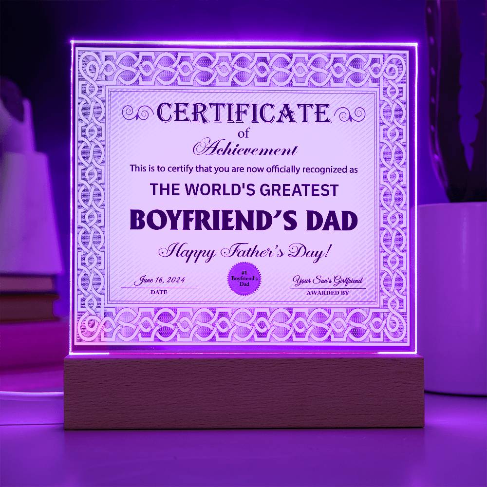 Square Acrylic Plaque, Gift for Boyfriend's Dad, Father's Day Gift
