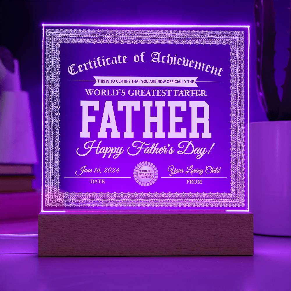 Printed Square Acrylic Plaque Gift for Father, Gift for Dad, Father's Day Gift