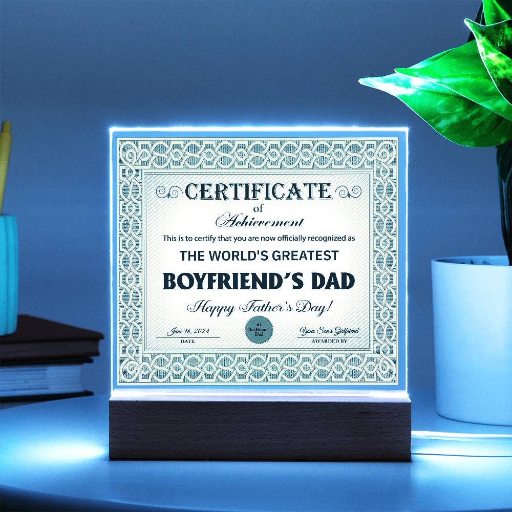 Square Acrylic Plaque, Gift for Boyfriend's Dad, Father's Day Gift