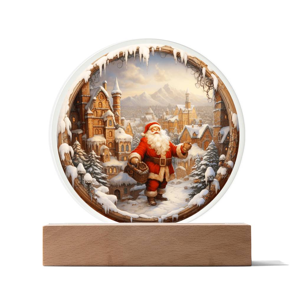 Santa is coming to town- Acrylic Circle Plaque