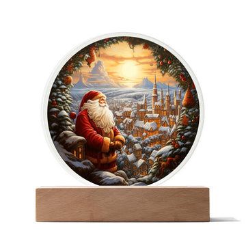 Santa  Claus In Town- Acrylic Circle Plaque
