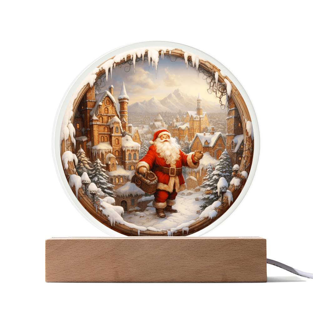 Santa is coming to town- Acrylic Circle Plaque