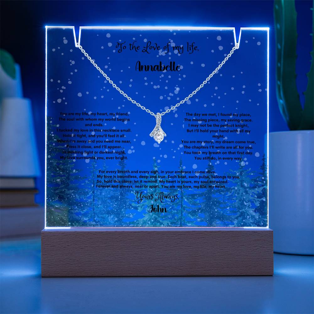 Personalized Keepsake Acrylic & Alluring Beauty Necklace Bundle – Perfect Gift for Anniversaries & Special Occasion